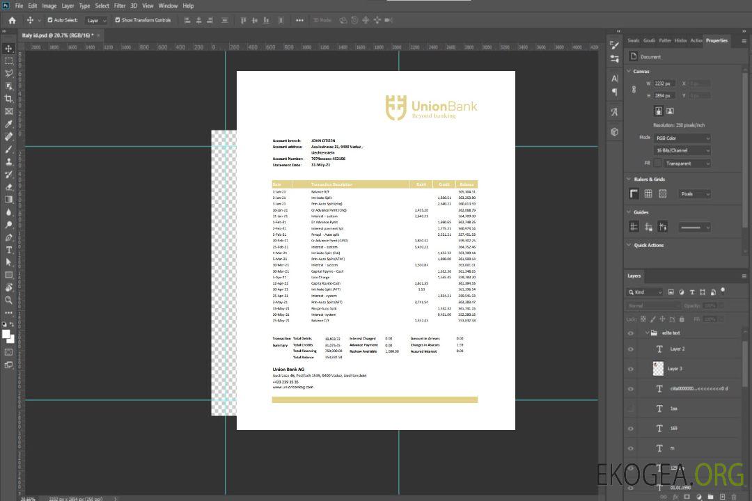 Relevé bancaire Liechtenstein Union Bank AG modèle facile à remplir au format Excel et PDF template